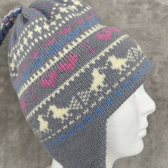 Stowe Woolens Vintage Women's Wool Knit Beanie Ski Winter Ducks Hearts USA Made - Picture 4 of 11